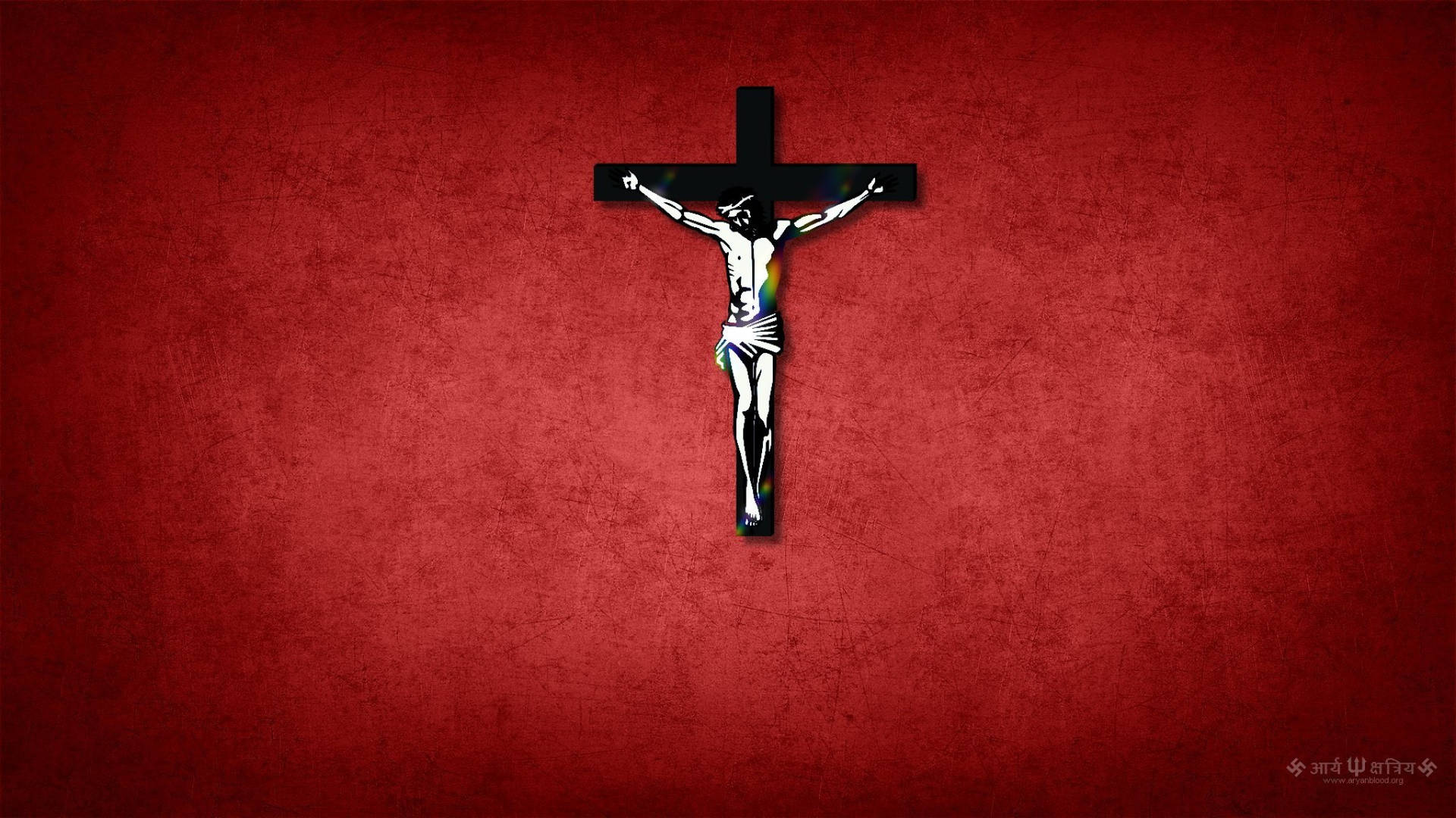 Jesus On Cross With Red Background Background