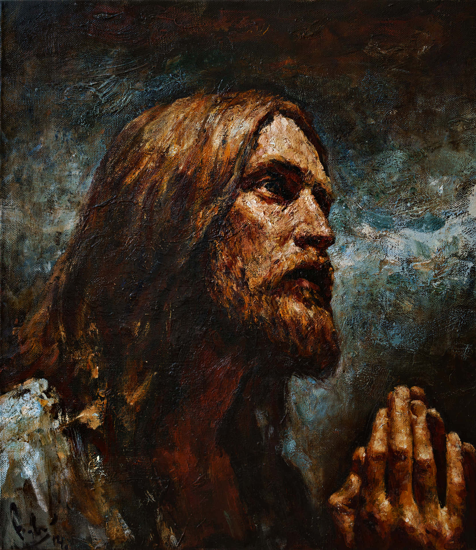 Jesus Praying In Regard To The Will Of God Background