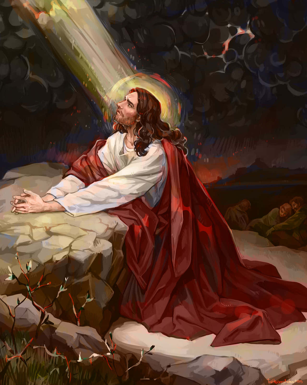 Jesus Praying In The Garden Of Gethsemane Background