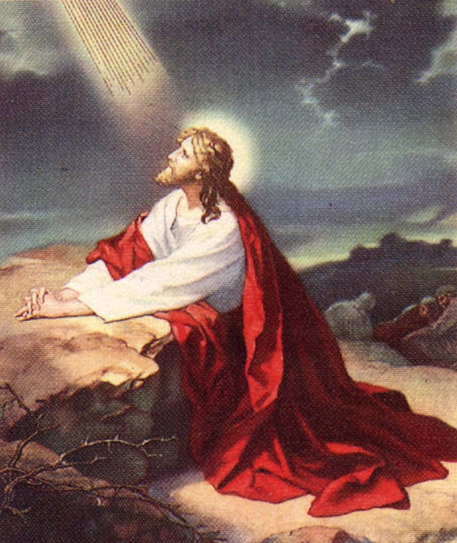 Jesus Praying In The Garden Of Gethsemane. Background