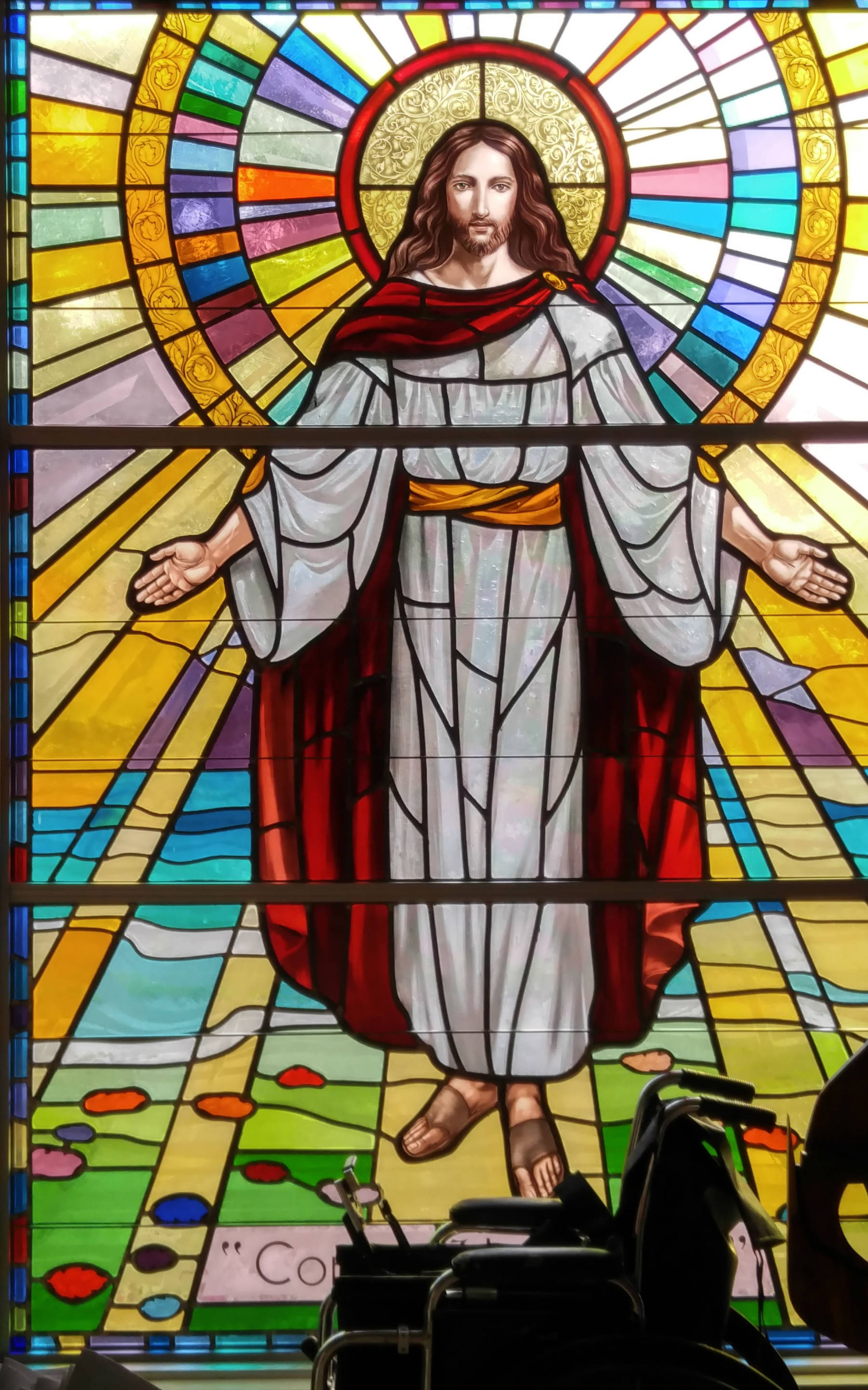 Jesus Stained Glass Catholic Church Background