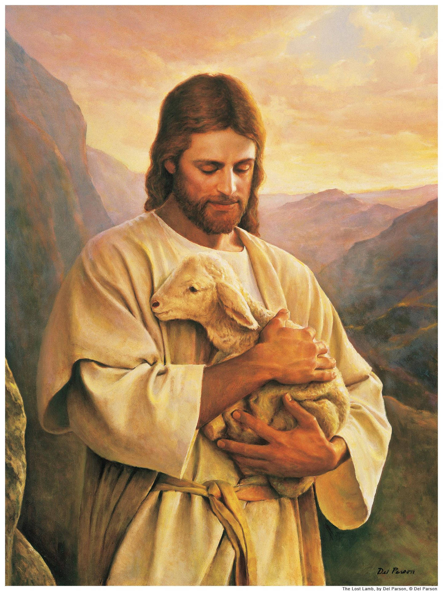 Jesus The Shepherd Oil Painting Background