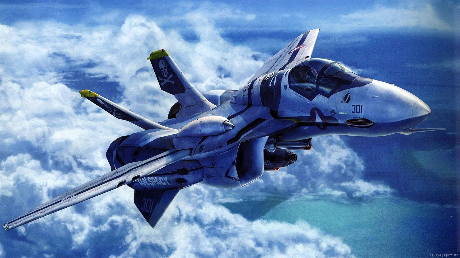 Jet Fighter Blue Background