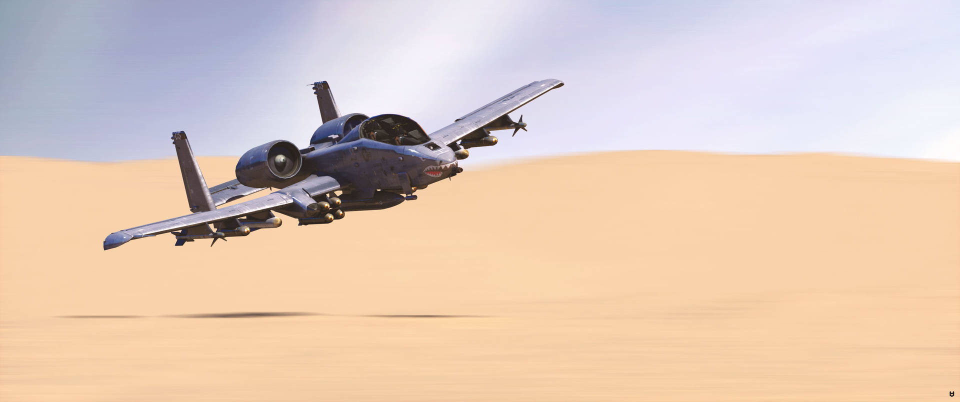 Jet Fighter In The Desert Background