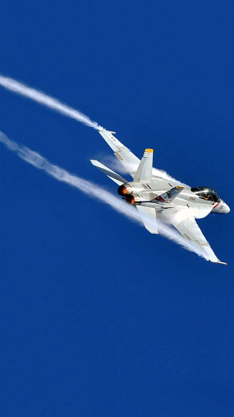 Jet_ Fighter_ Maneuvering_ With_ Contrails Background