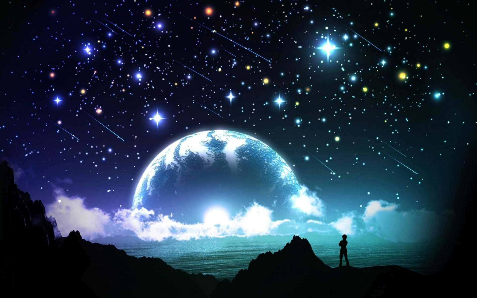Jet Into The Night Sky And Discover The Beauty Of The Cute Moon Background