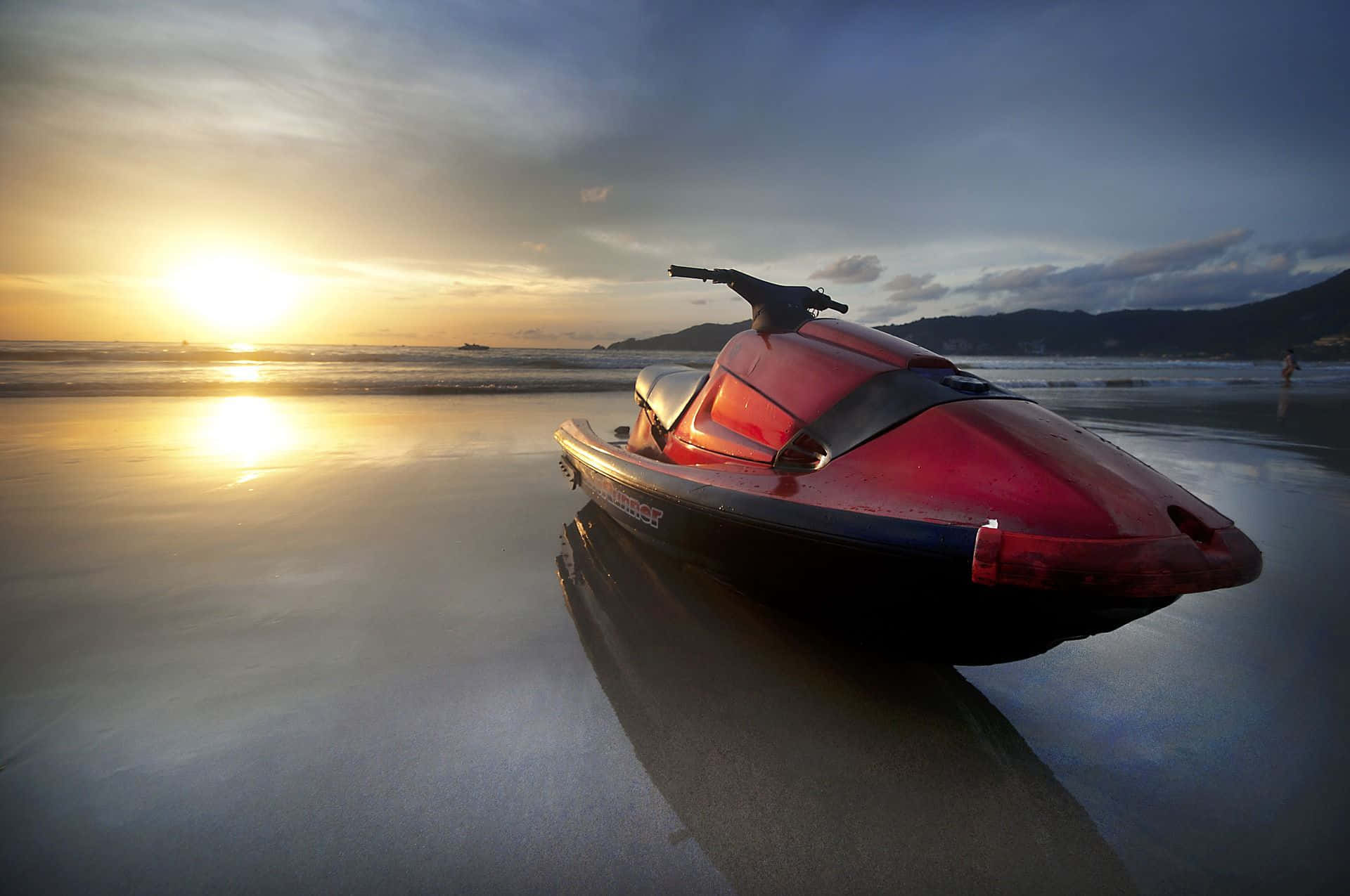 Jet Ski And Sunset Background