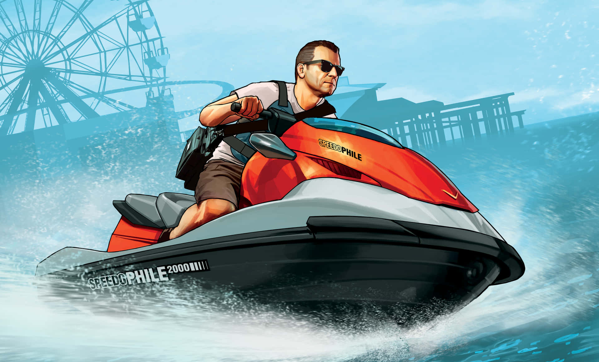 Jet Ski Man Drawing Background