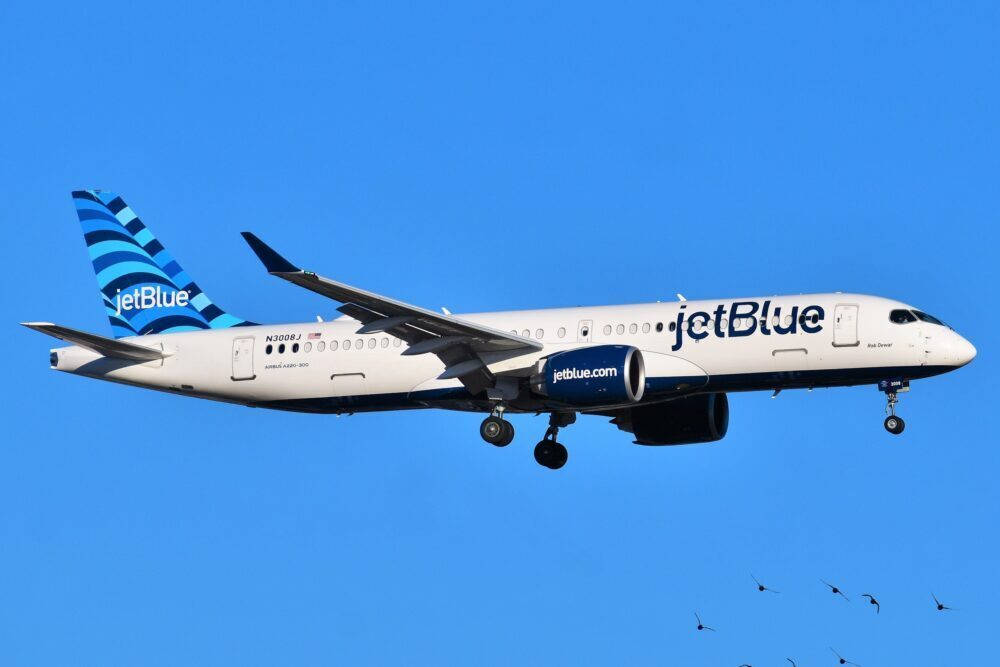 Jetblue Airplane On Blue Skies Background