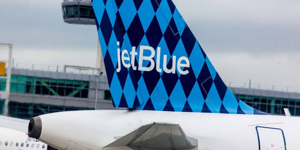 Jetblue Airplane Rudder Blue Diamond Pattern