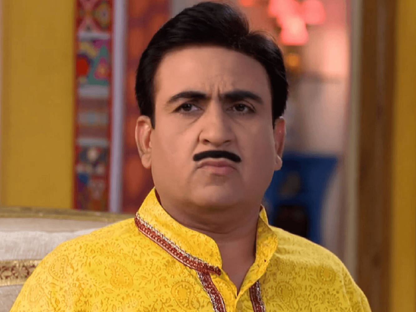 Jethalal In Yellow Bollywood Style Kurta Pajama Background
