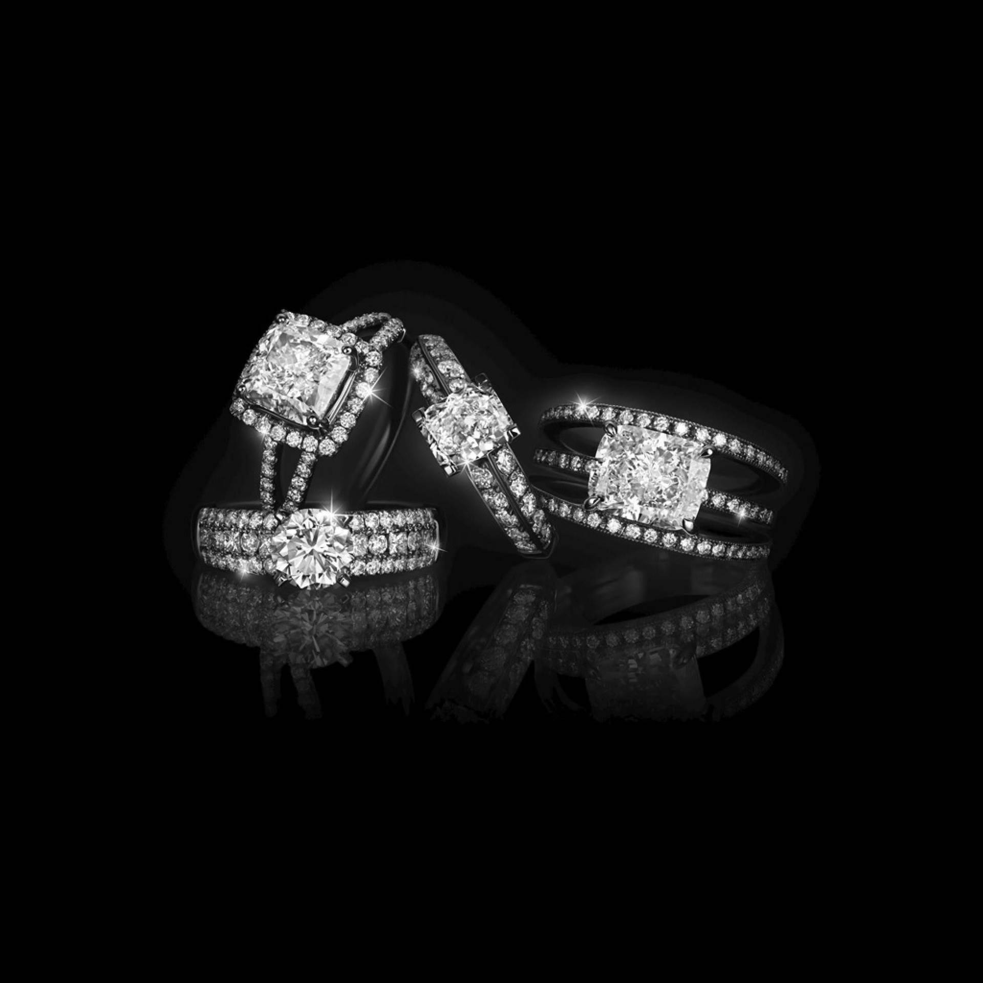 Jewelry Rings Studded With Diamonds Background