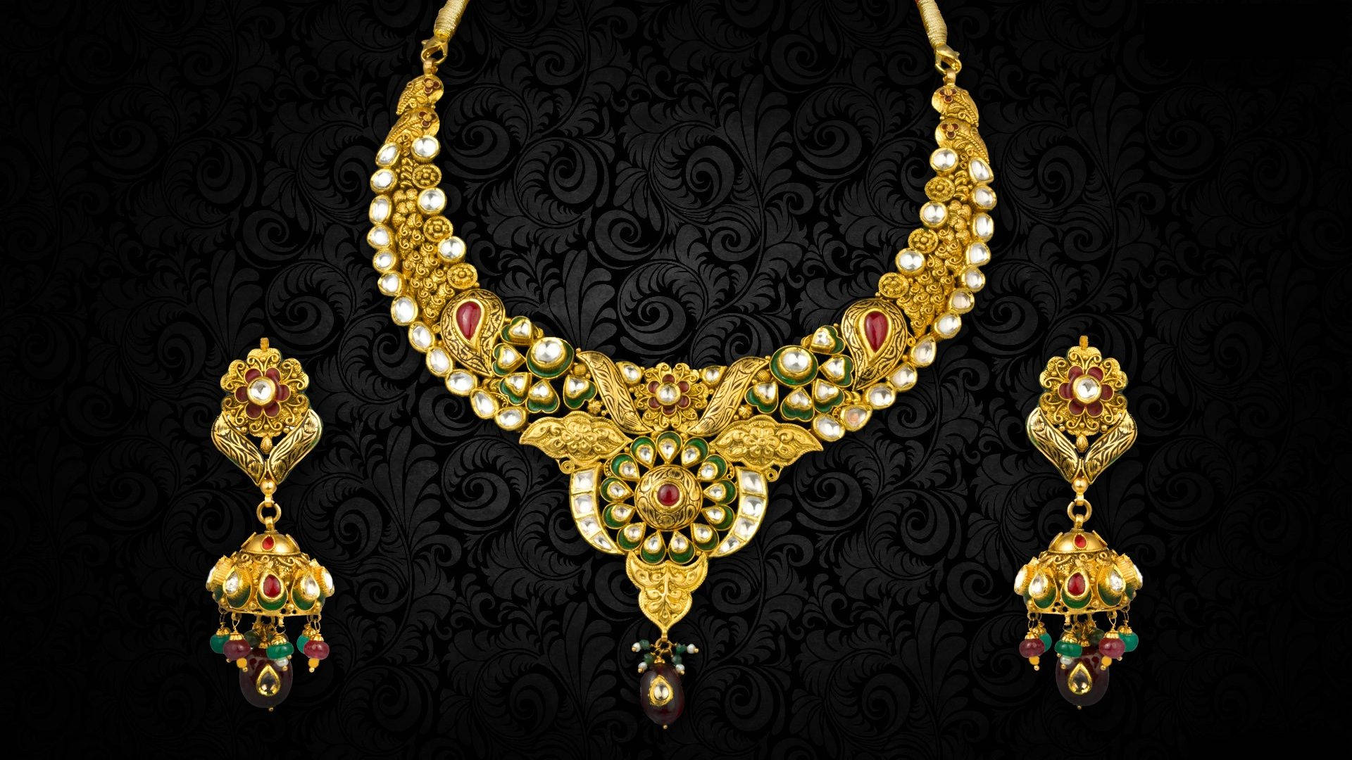 Jewelry With Ruby And Diamond Background