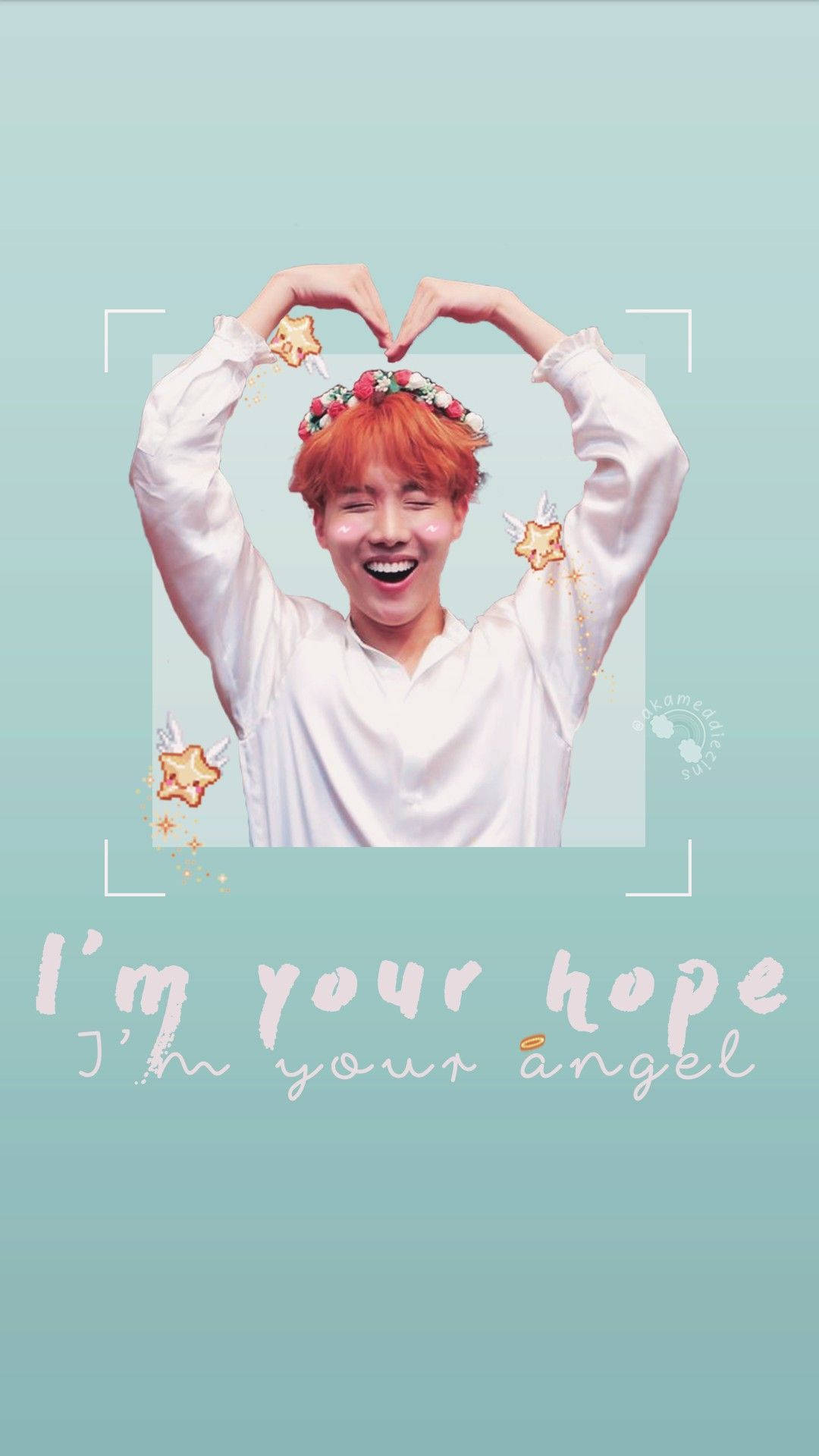 Jhope Cute Arm Heart In Green Background