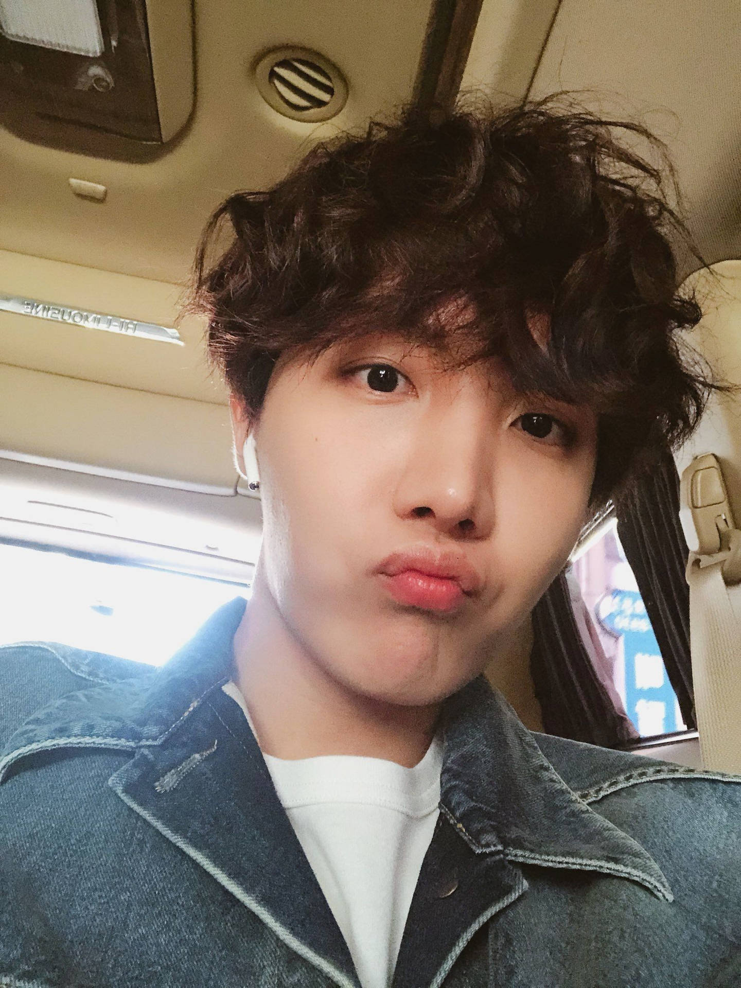 Jhope Cute Pouting Lips Inside Car Background