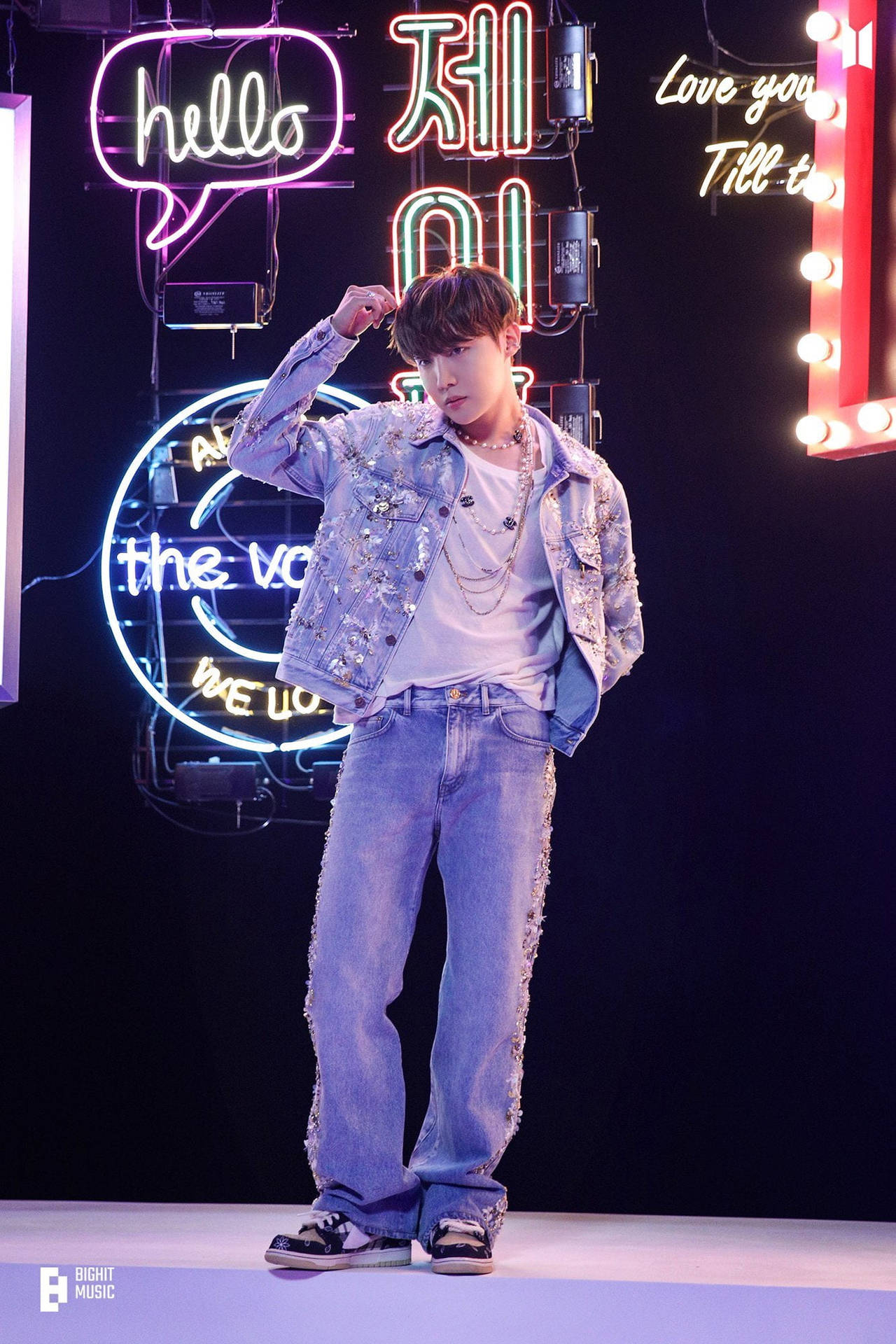 Jhope Cute With Neon Signages Background