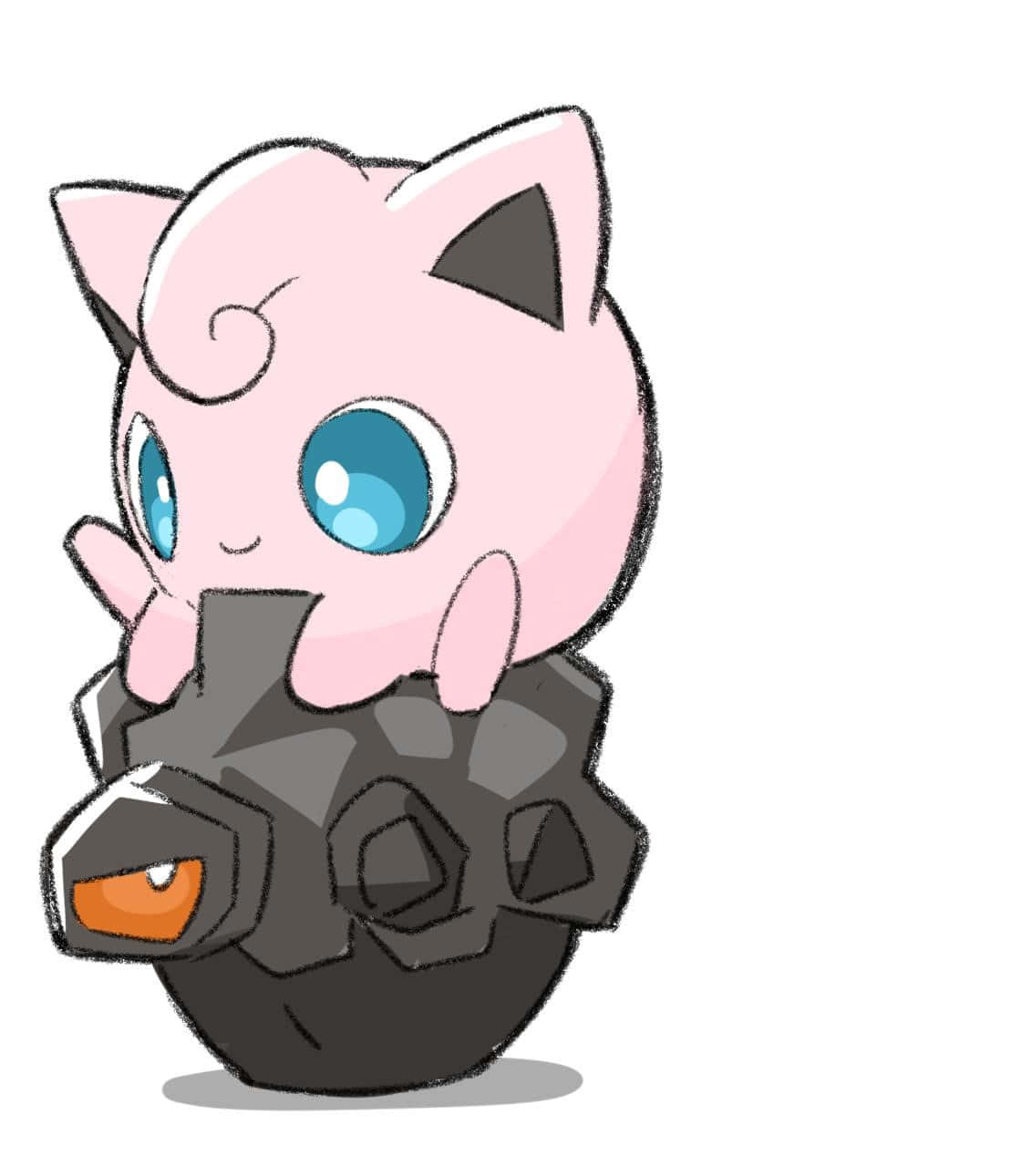Jigglypuff Riding On Rolycoly Background