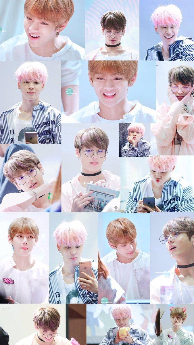 Jikook Collage Of Smiling Faces Background
