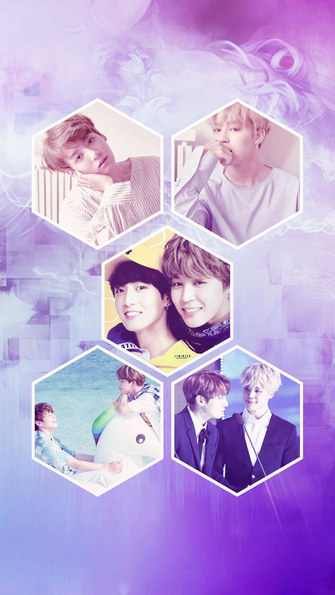Jikook Hexagon Images Collage Background