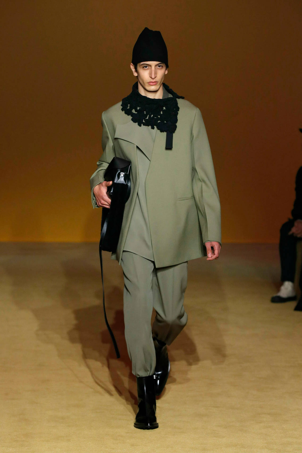 Jil Sander Army Green Suit Background