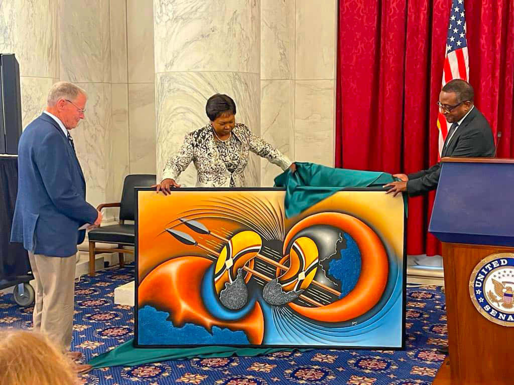 Jim Inhofe Being Presented A Gift Background