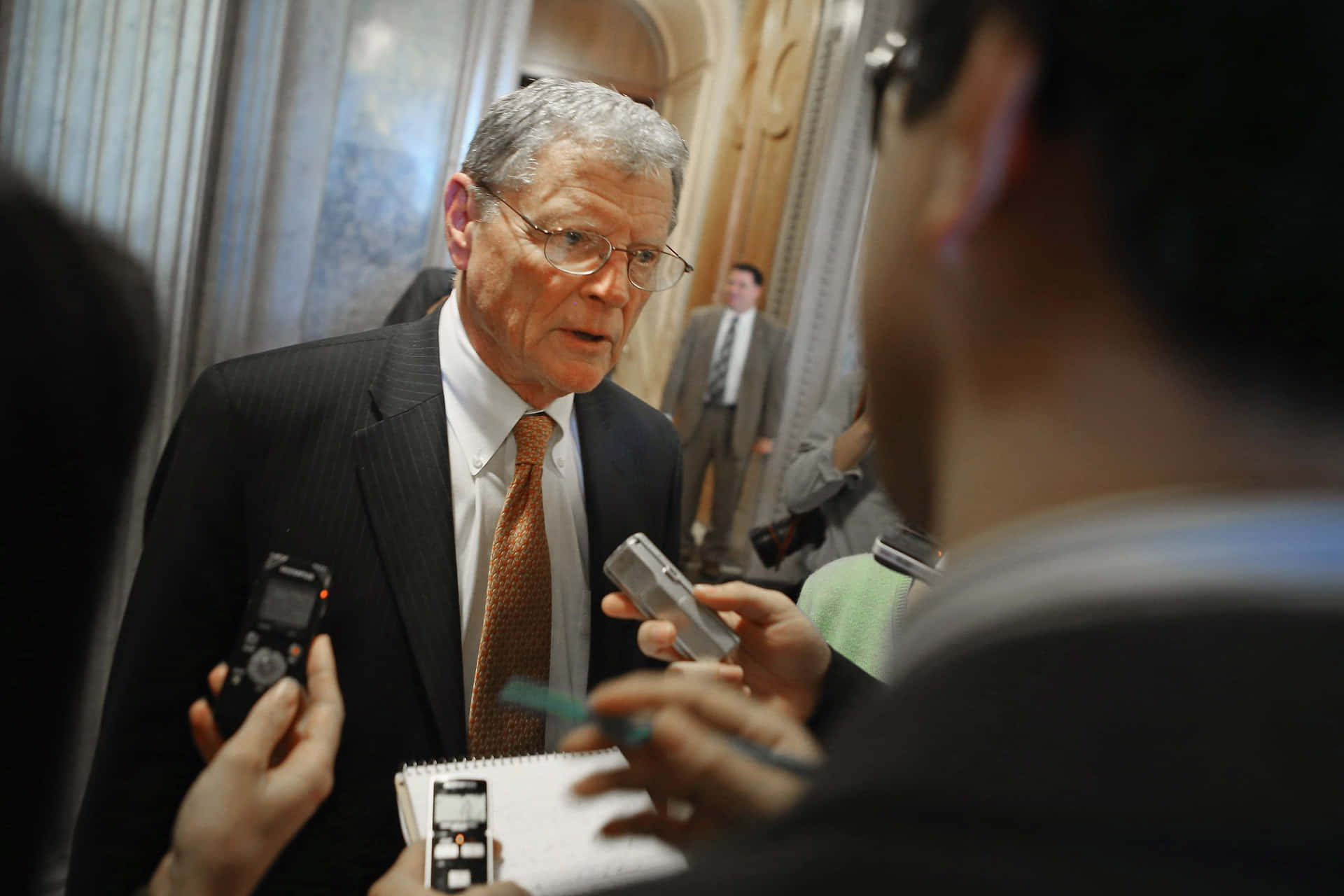 Jim Inhofe Surrounded By Interviewers Background