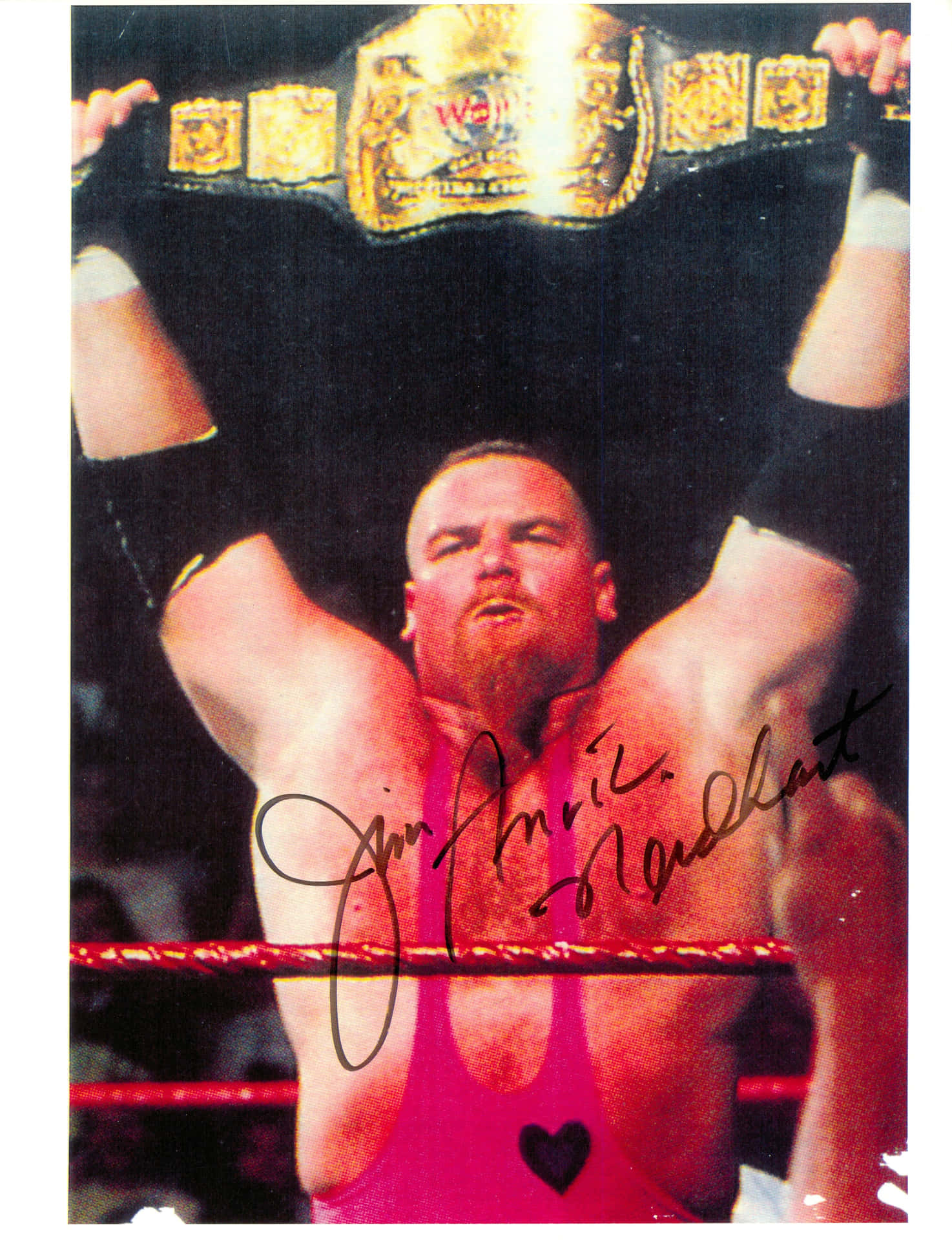 Jim Neidhart Signature And Heart Background