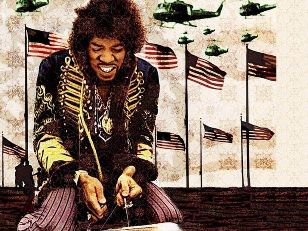 Jimi Hendrix American Flag Background