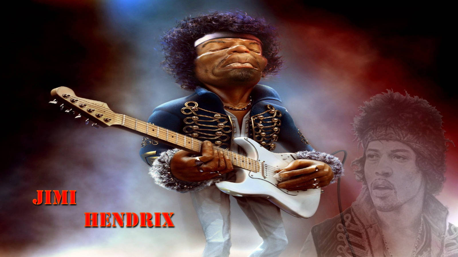 Jimi Hendrix As Realistic Cartoon Background