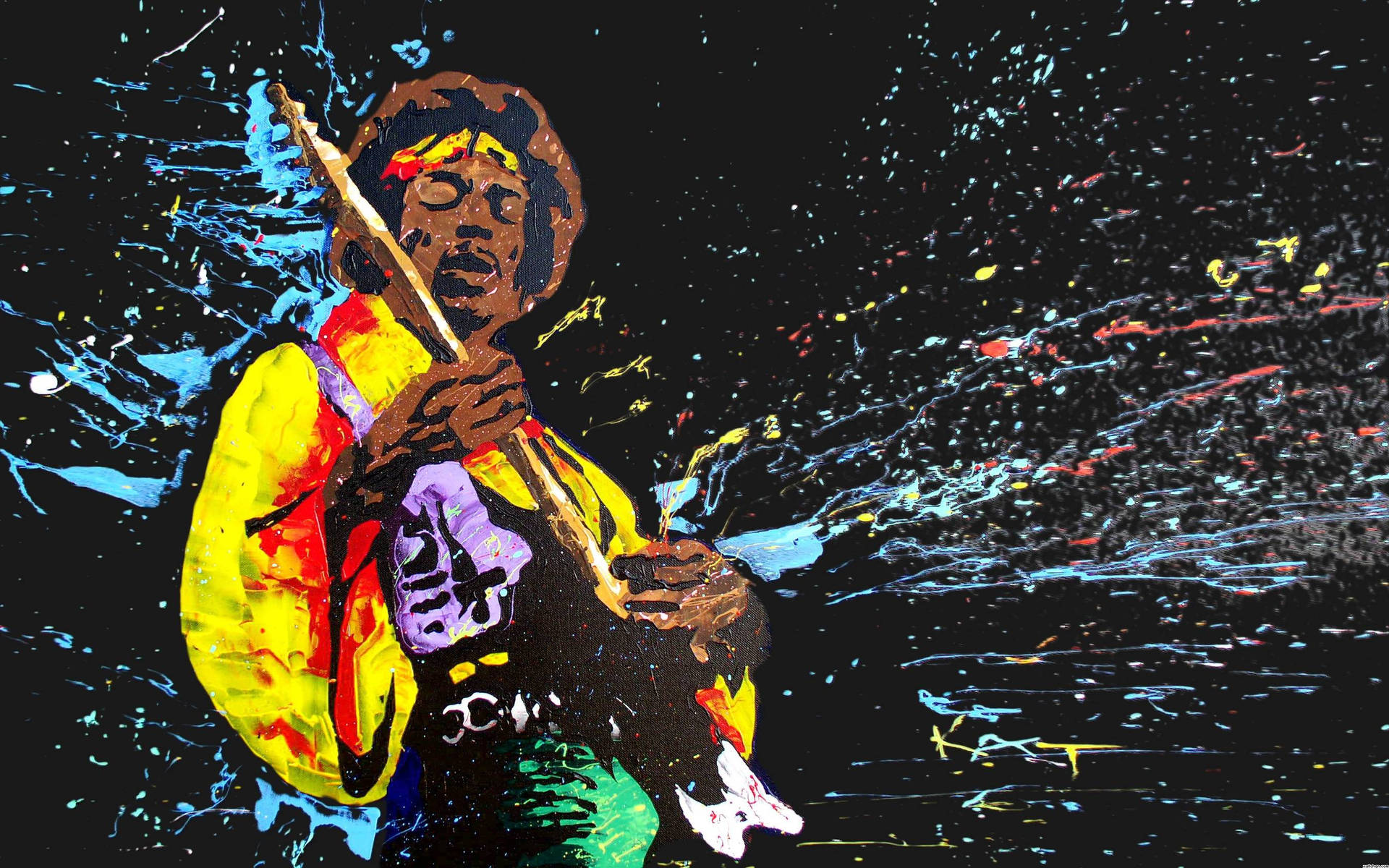 Jimi Hendrix Colorful Paint Background