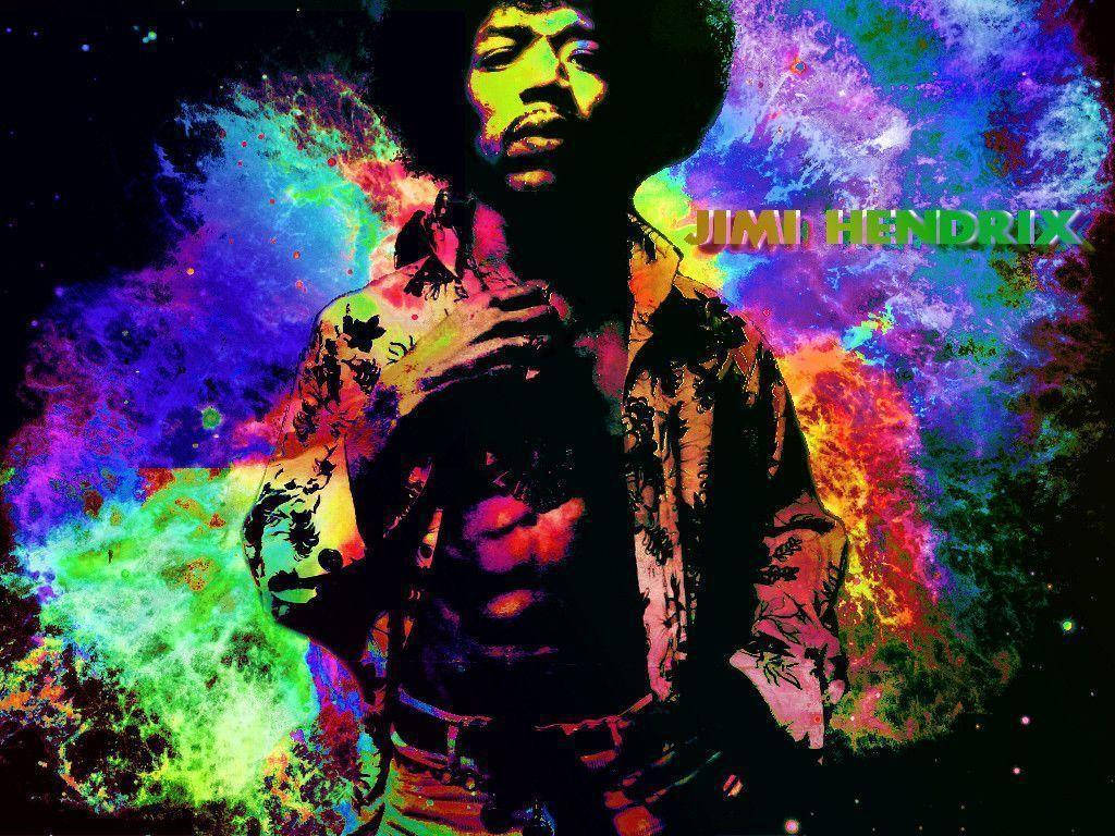 Jimi Hendrix Colorful Smoke Blast Background