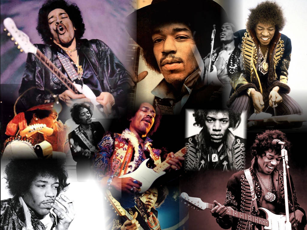 Jimi Hendrix Concert Collage Background