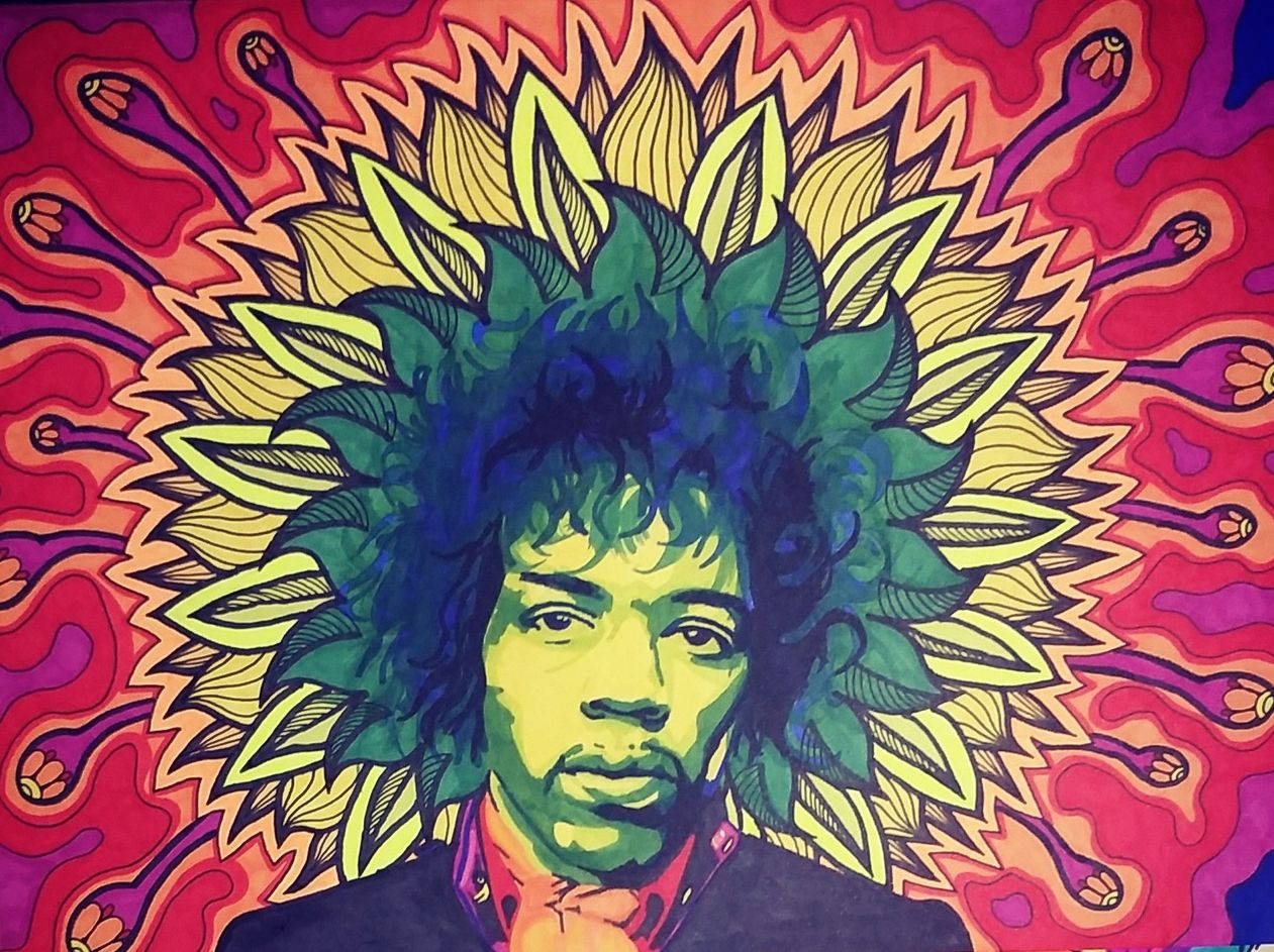 Jimi Hendrix Eccentric Bohemian Patterns Background