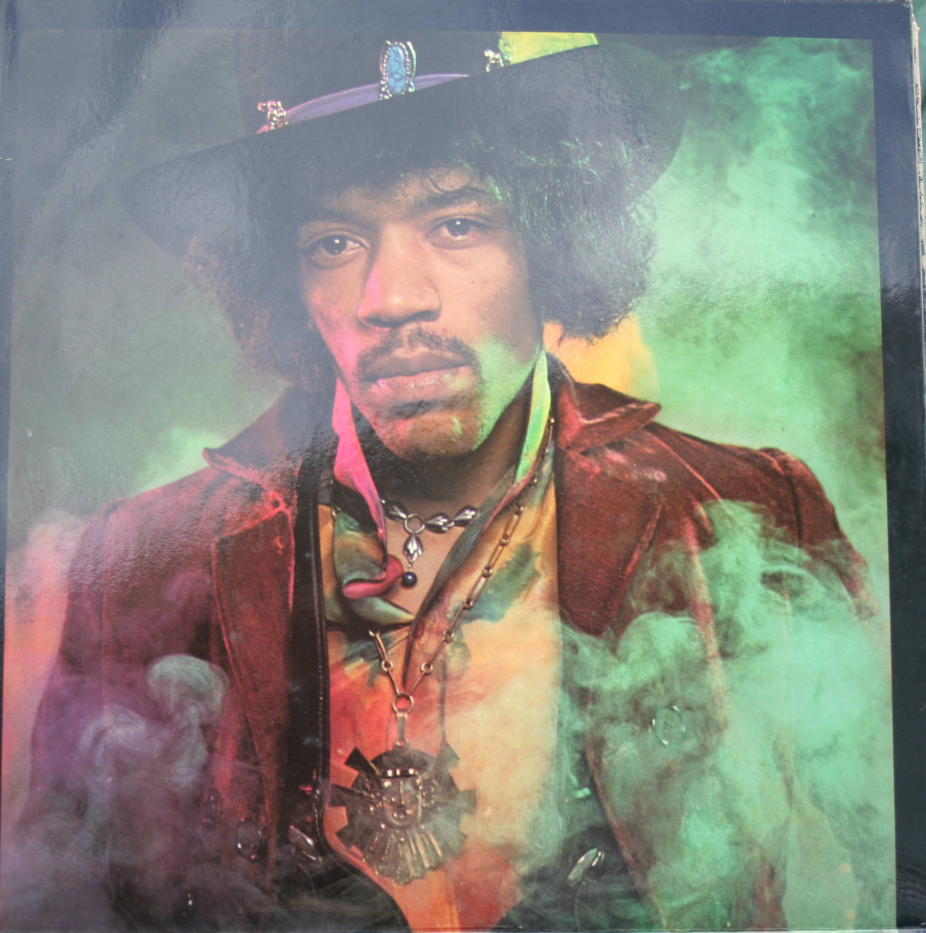 Jimi Hendrix Engulfed In Smoke Background