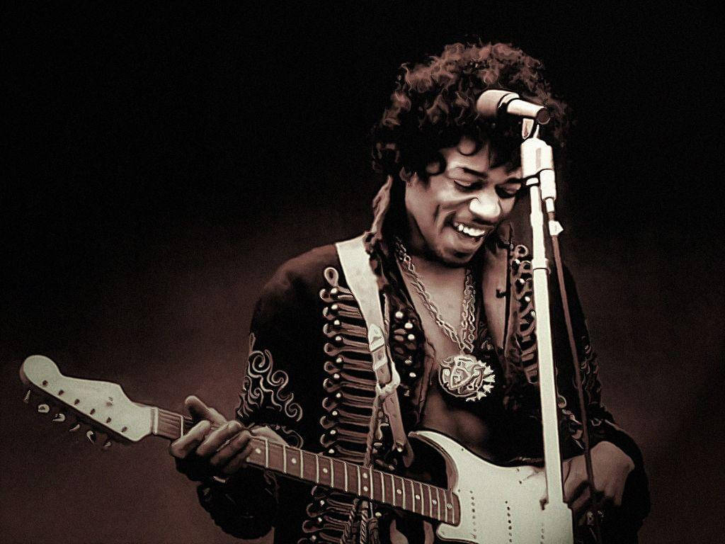 Jimi Hendrix Grinning Widely