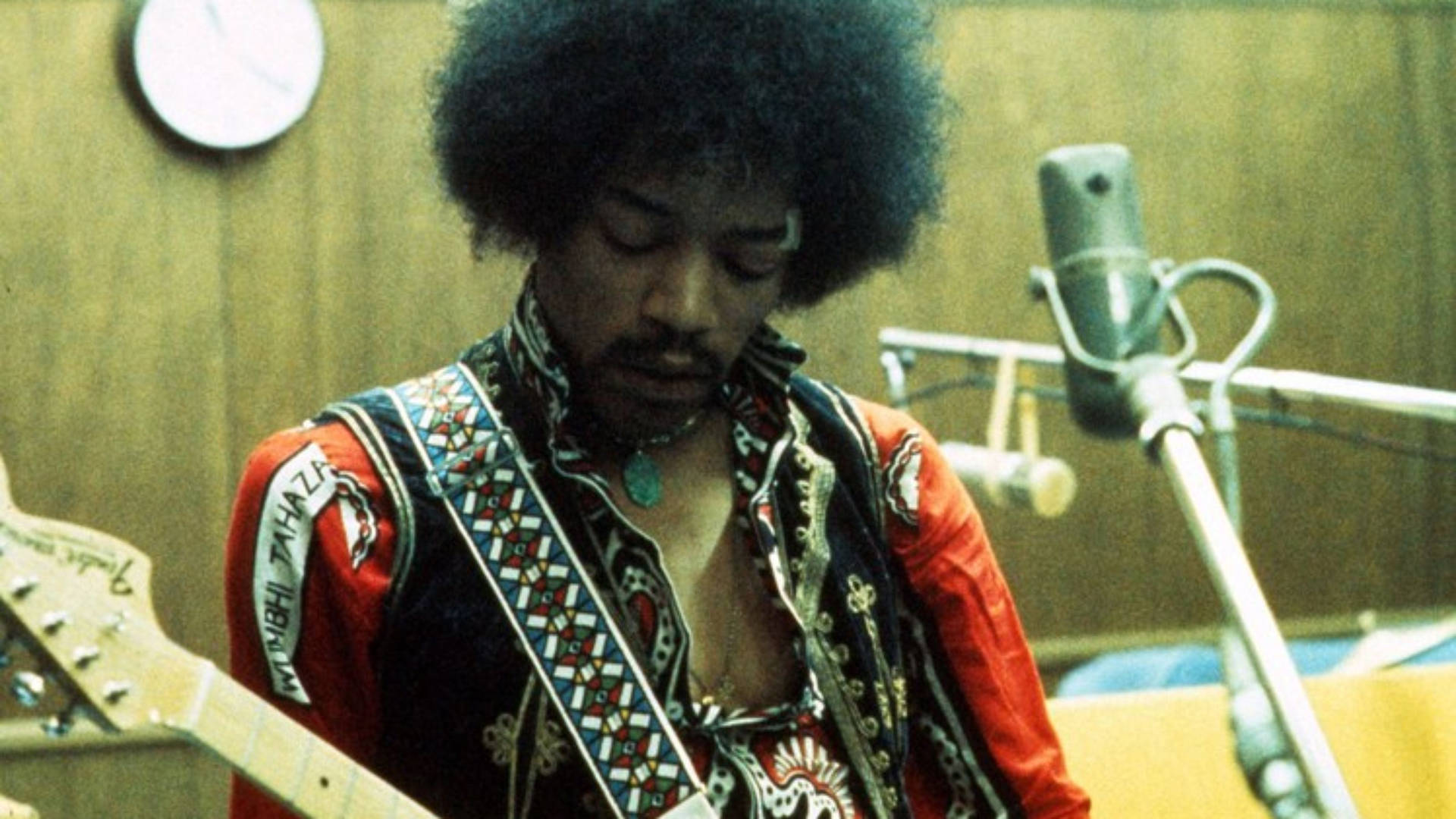 Jimi Hendrix Recording Inside Studio Background