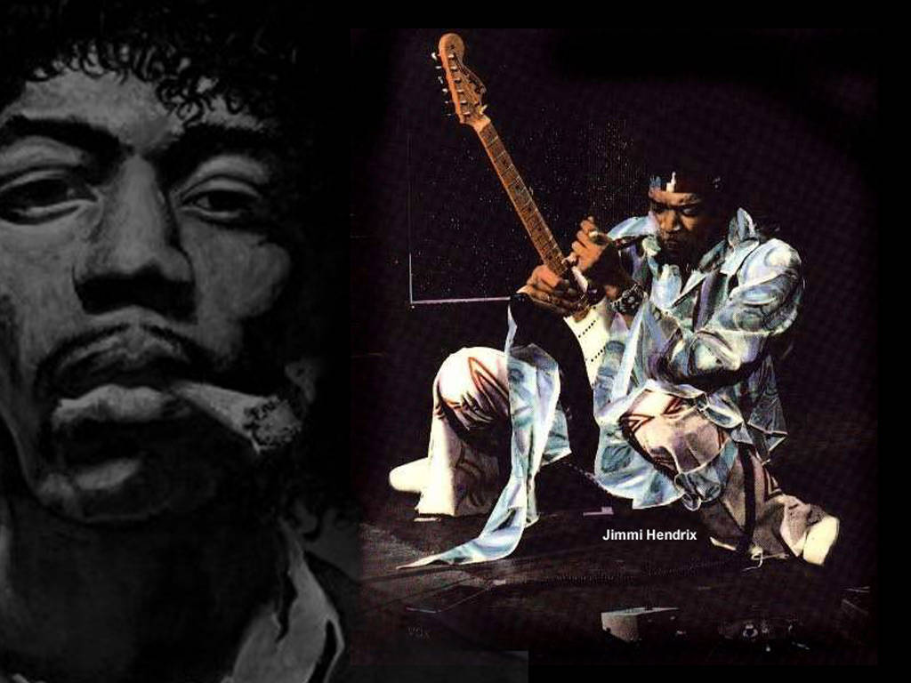 Jimi Hendrix Smoking And Squatting Background