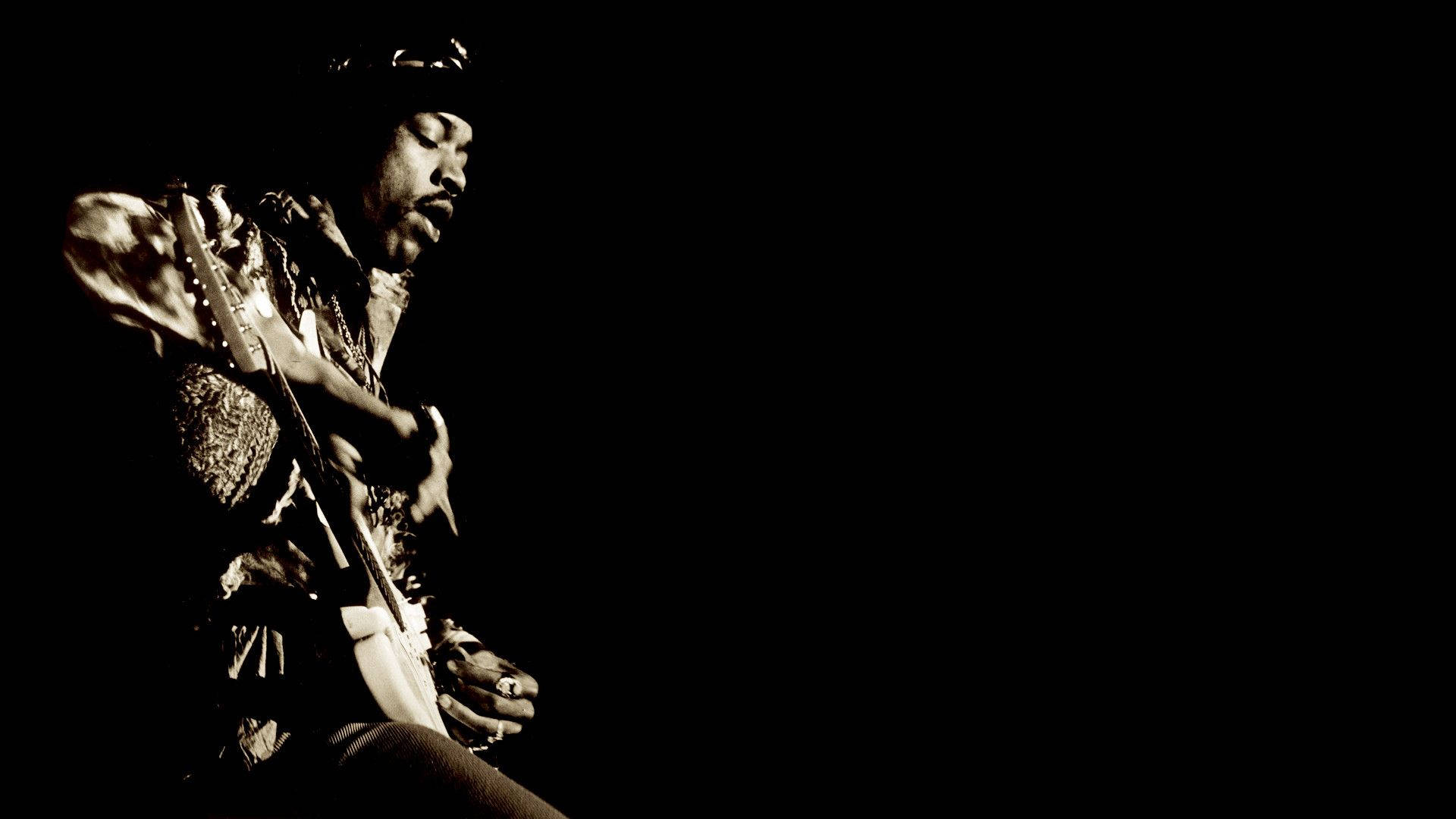 Jimi Hendrix Strumming Electric Guitar Background
