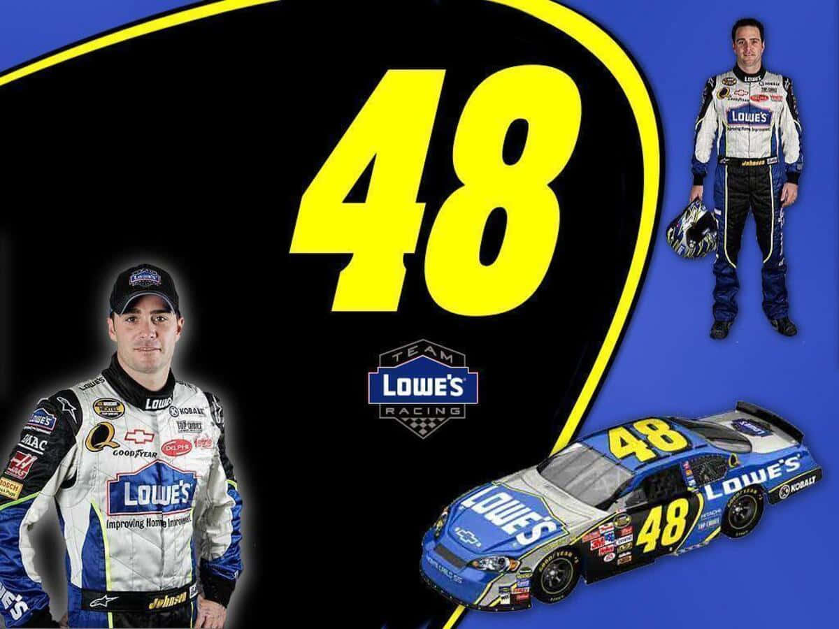 Jimmie Johnson On The Race Track Background