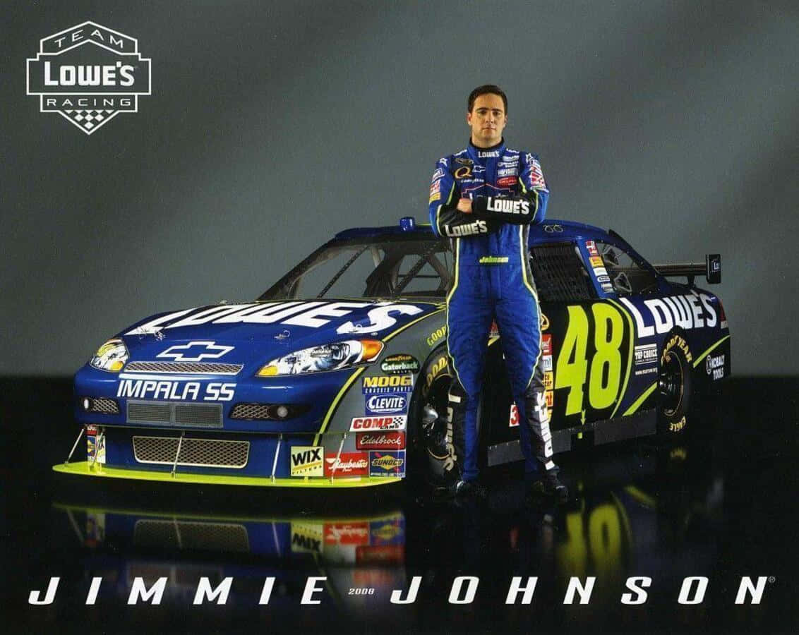 Jimmie Johnson Racing In Action Background