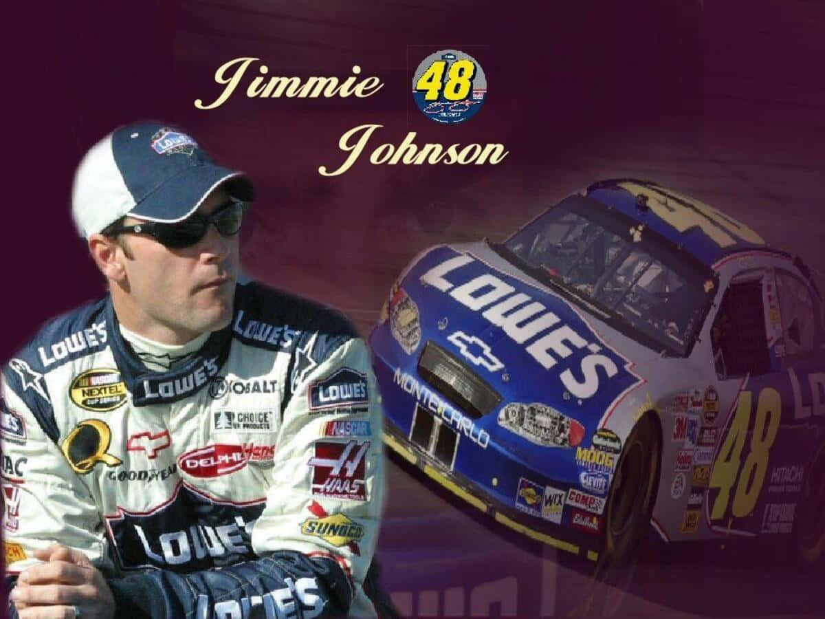 Jimmie Johnson Racing In His Iconic Nascar Vehicle Background