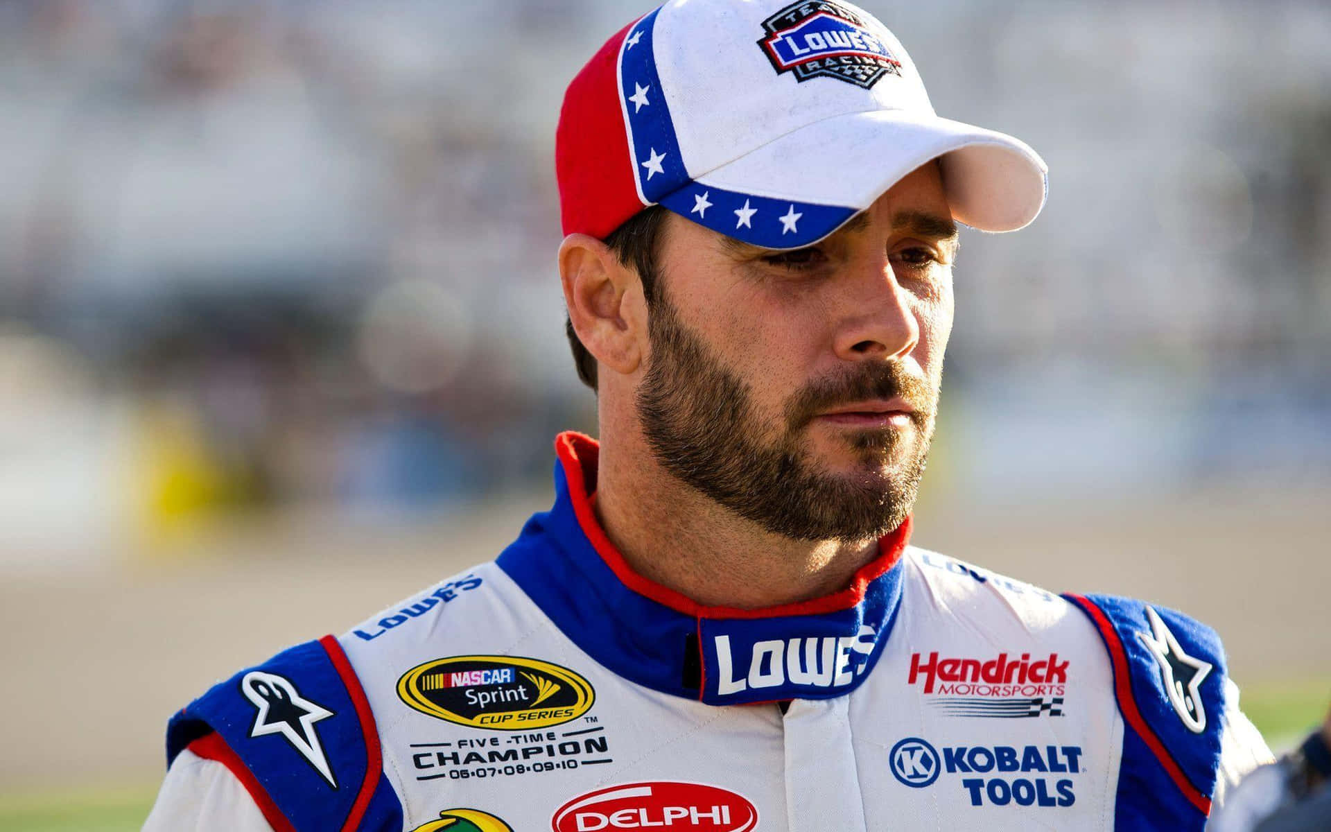 Jimmie Johnson Racing On The Track Background