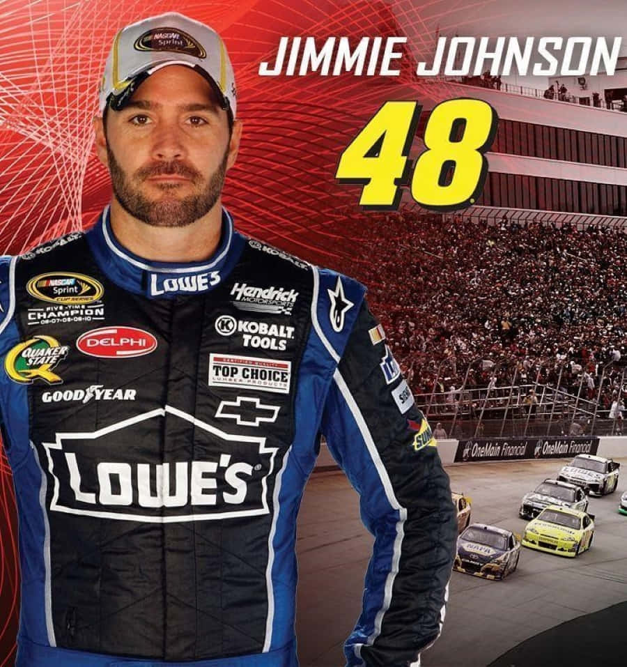 Jimmie Johnson Racing To Victory In His #48 Chevrolet Background