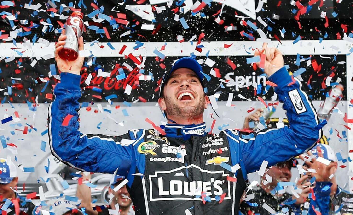 Jimmie Johnson Speeding On The Track Background