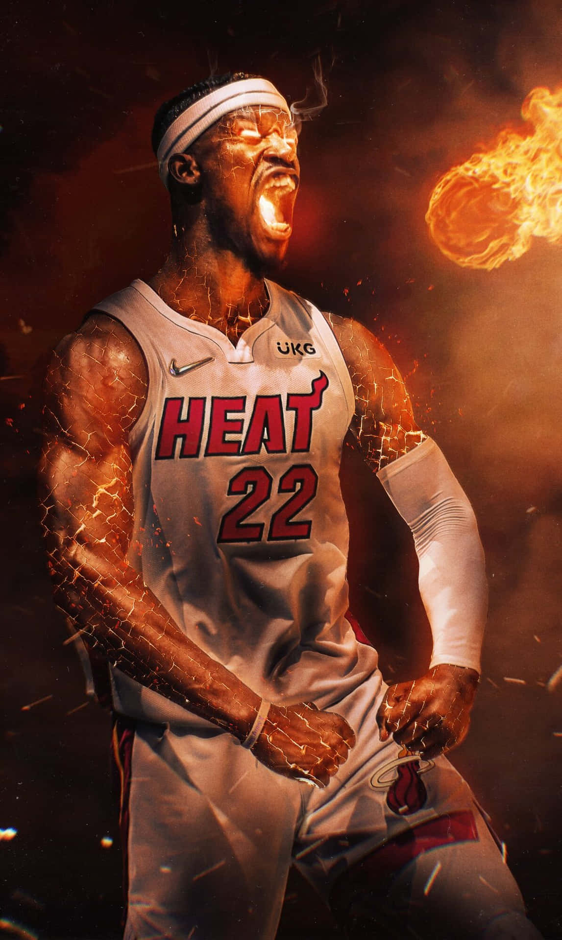 Jimmy Butler Fireand Passion Miami Heat Background