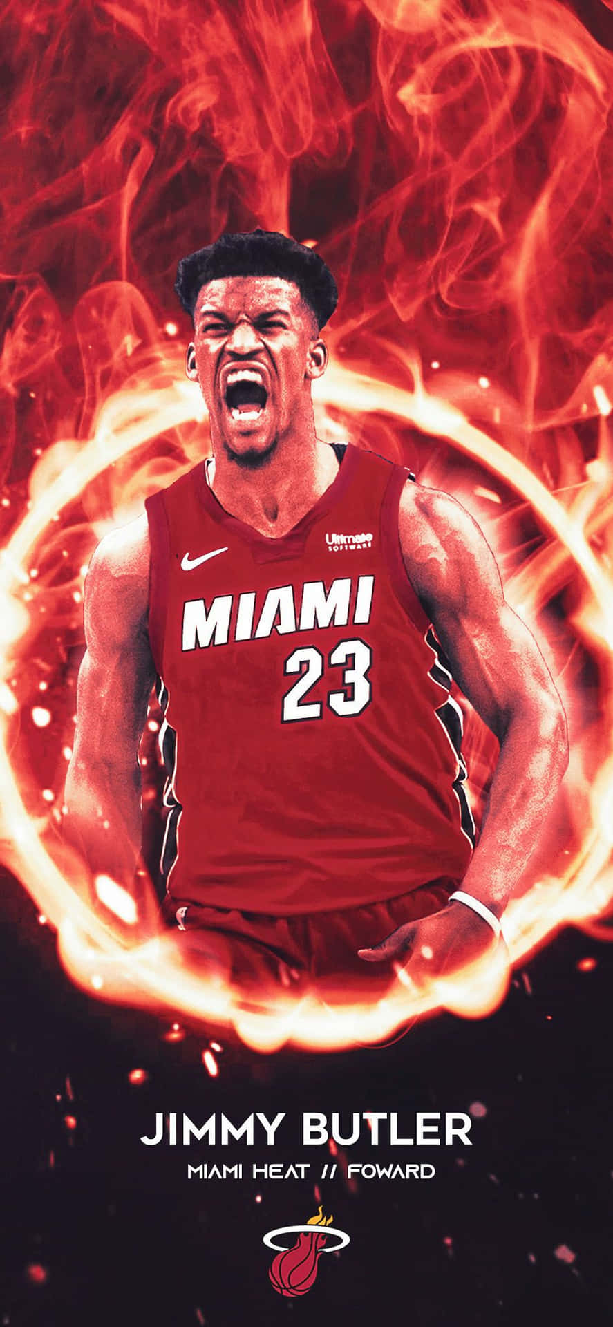 Jimmy Butler Miami Heat Fire Background Background