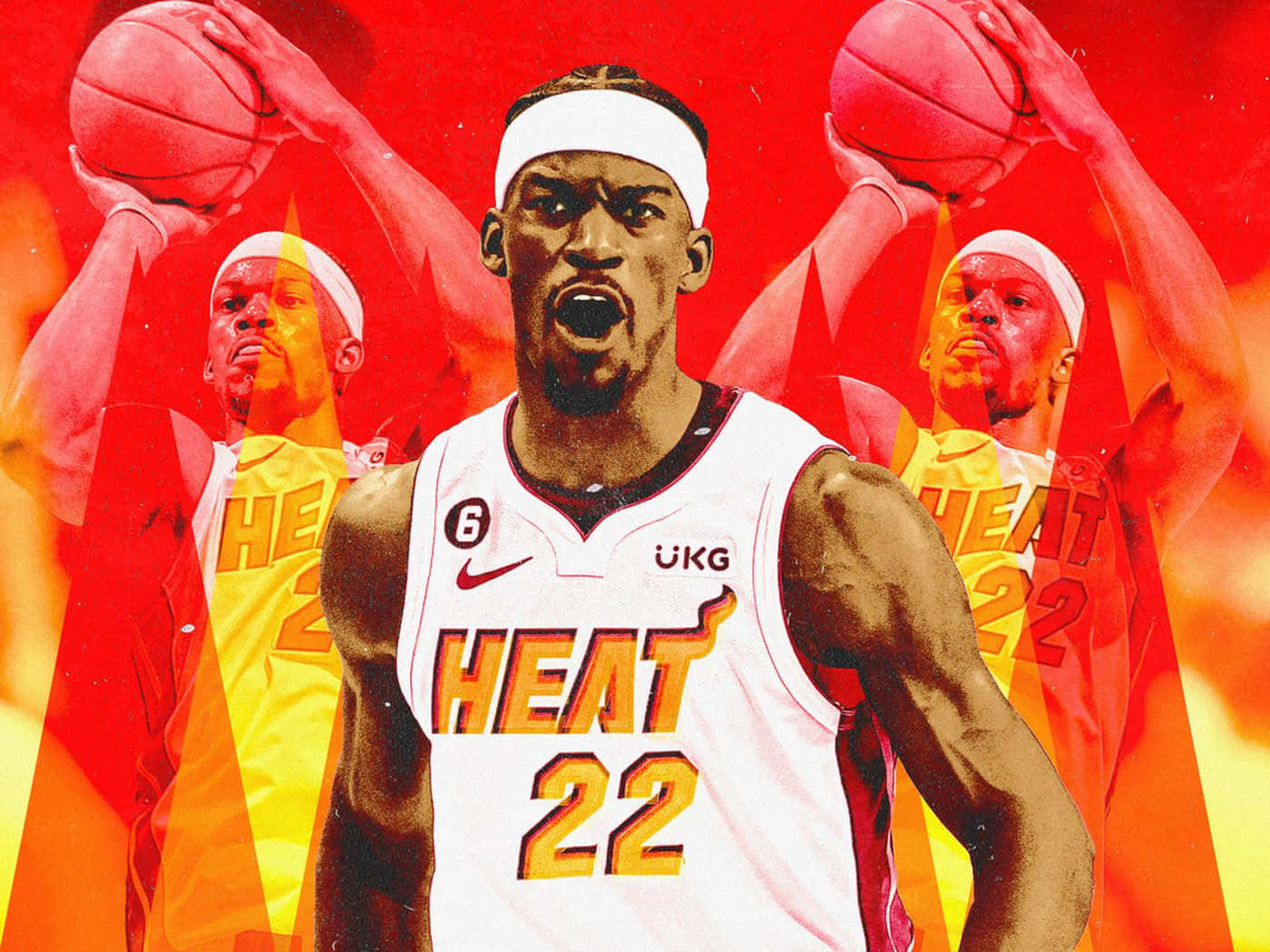 Jimmy Butler Miami Heat Triple Pose Background