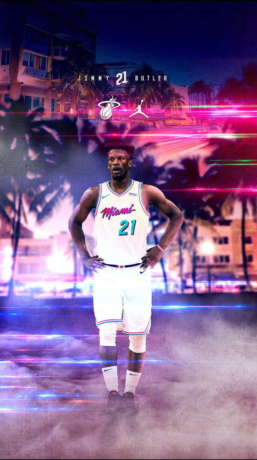 Jimmy Butler Miami Heat Vibrant Artwork Background