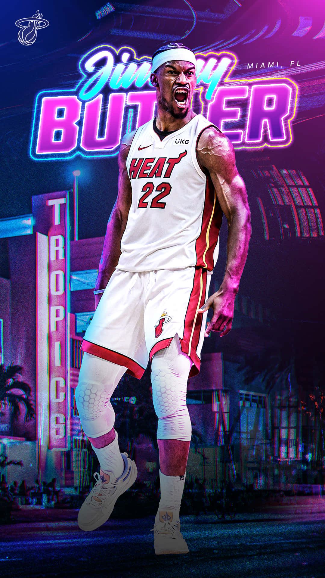 Jimmy Butler Miami Heat Vibrant Artwork Background