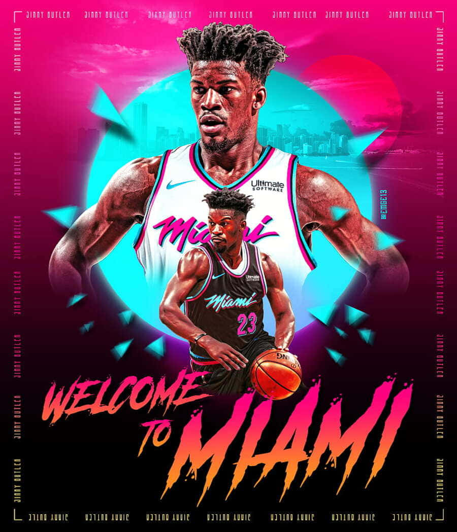 Jimmy Butler Welcometo Miami Heat Artwork Background
